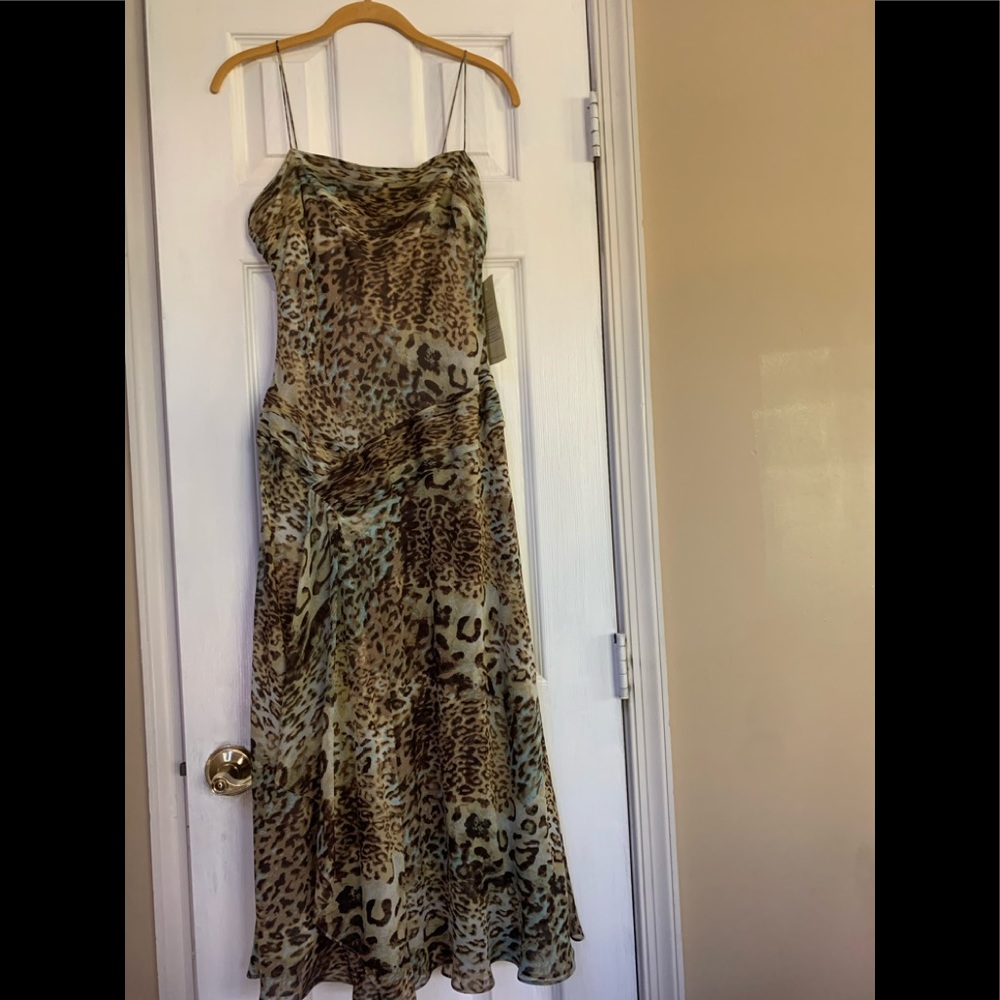 Anne Klein spaghetti strap animal print dress NWT